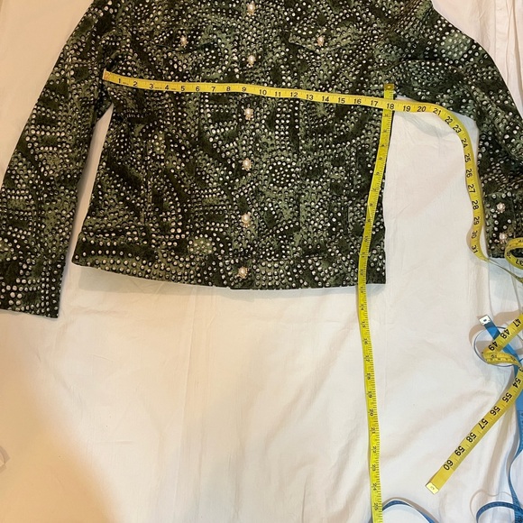 St. John Sport by Marie Gray Green Studded Jean Jacket - Picture 13 of 16